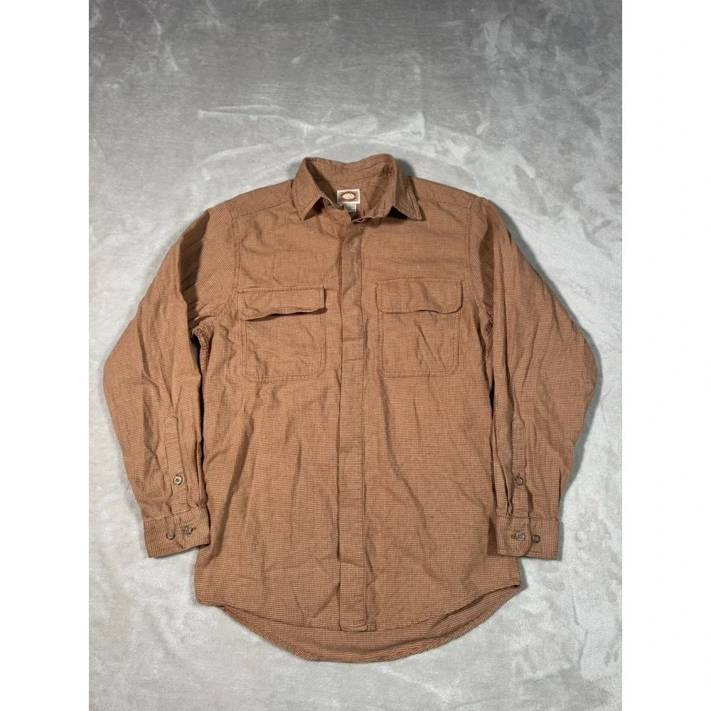 Vintage Banana Republic Safari Houndstooth Camp Shirt Size Small Orange Cotton